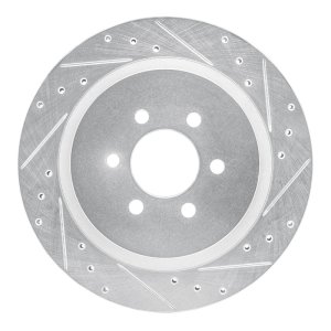 Dodge Viper Brake Rotor (1) - Rear Right - R1 Concepts - Drilled & Slotted - Silver - `92-`02